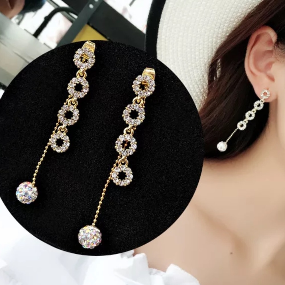 Crystal Tassel Long Earrings